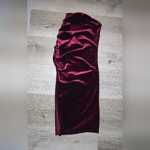 Velvet Ruched Pencil Skirt - Deep Wine